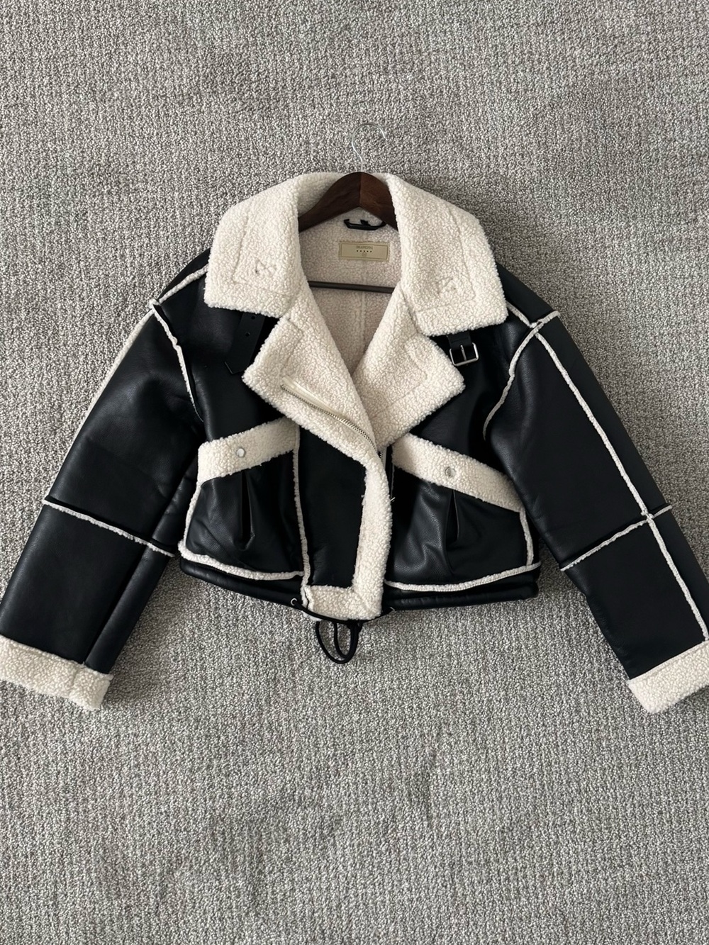 Revolve BlankNYC Oversized Cropped Faux Leather Sherpa Jacket XS